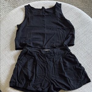 Black Sleeveless Top and Shorts Set
